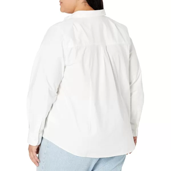 Amazon Essentials Womens Long Sleeve Button Down Stretch Oxford Shirt Available in Plus SizeWhite