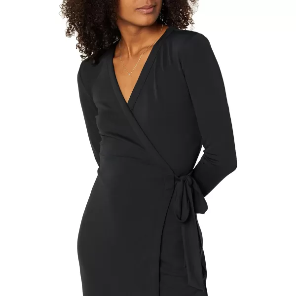 Amazon Essentials Womens Long Sleeve Signature Wrap DressBlack