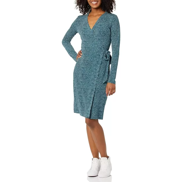 Amazon Essentials Womens Long Sleeve Signature Wrap DressBlue Dots