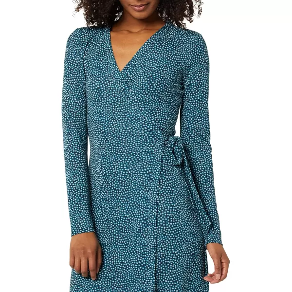 Amazon Essentials Womens Long Sleeve Signature Wrap DressBlue Dots