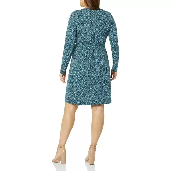 Amazon Essentials Womens Long Sleeve Signature Wrap DressBlue Dots