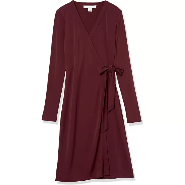 Amazon Essentials Womens Long Sleeve Signature Wrap DressBurgundy