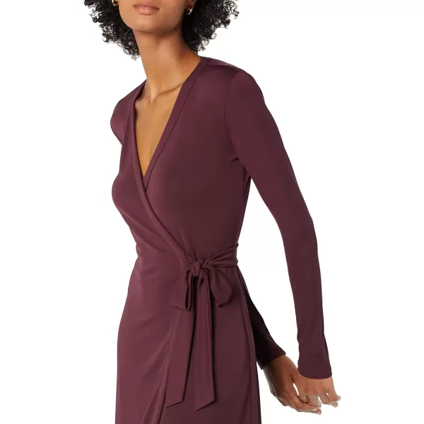 Amazon Essentials Womens Long Sleeve Signature Wrap DressBurgundy