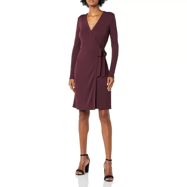 Amazon Essentials Womens Long Sleeve Signature Wrap DressBurgundy