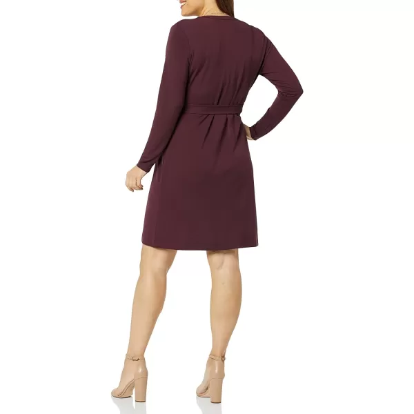 Amazon Essentials Womens Long Sleeve Signature Wrap DressBurgundy