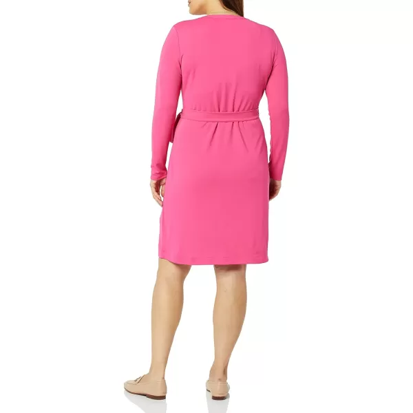 Amazon Essentials Womens Long Sleeve Signature Wrap DressDark Pink