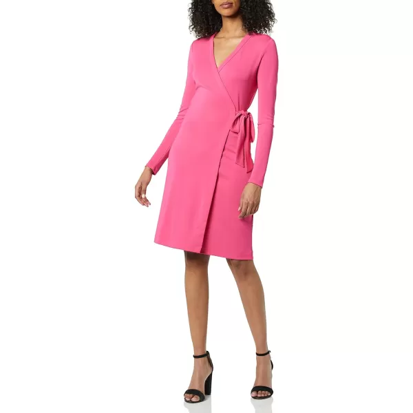 Amazon Essentials Womens Long Sleeve Signature Wrap DressDark Pink