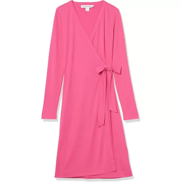 Amazon Essentials Womens Long Sleeve Signature Wrap DressDark Pink