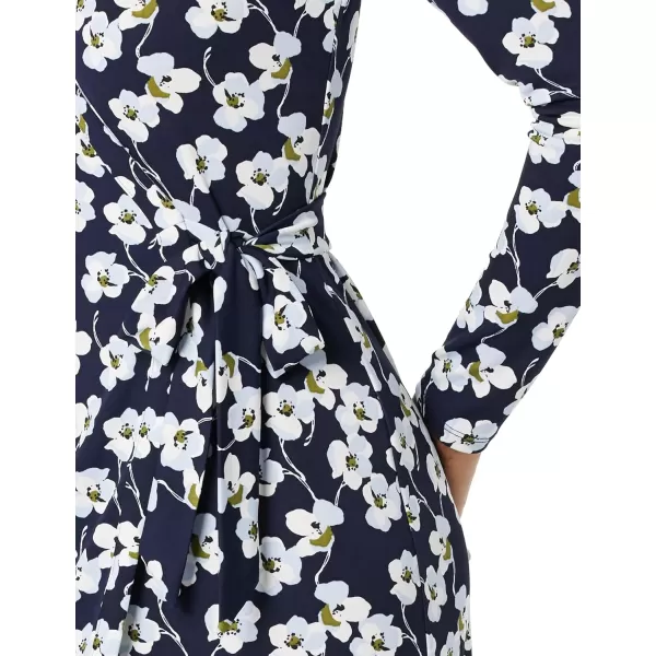 Amazon Essentials Womens Long Sleeve Signature Wrap DressNavy Flowers