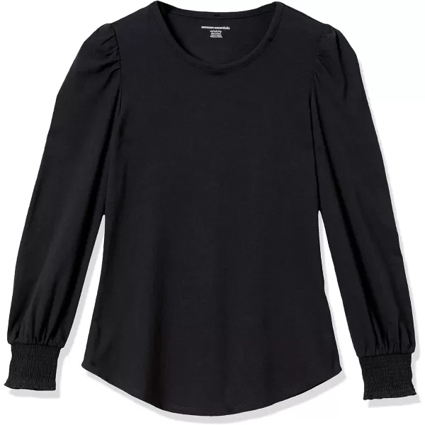 Amazon Essentials Womens LongSleeve Crewneck Smocked Cuff TShirtBlack