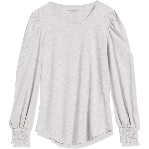 Amazon Essentials Womens LongSleeve Crewneck Smocked Cuff TShirtGrey Heather