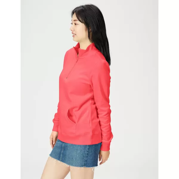 Amazon Essentials Womens LongSleeve Fleece QuarterZip Top Available in Plus SizeCoral Pink