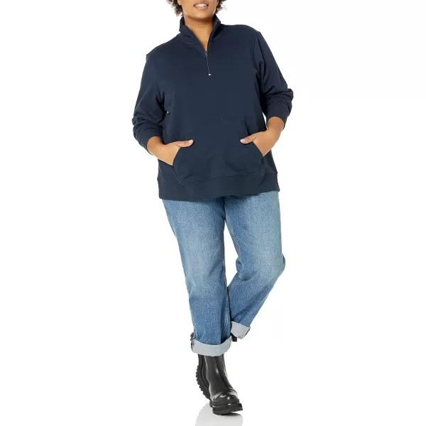 Amazon Essentials Womens LongSleeve Fleece QuarterZip Top Available in Plus SizeNavy