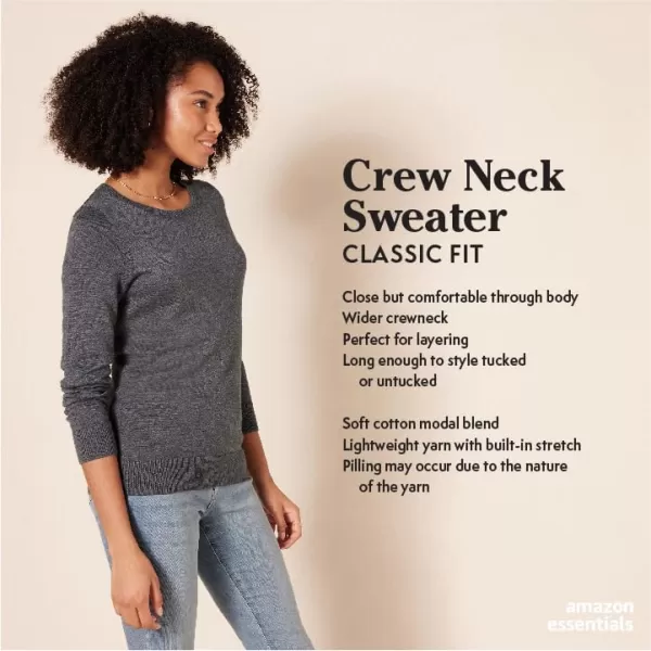 Amazon Essentials Womens LongSleeve Lightweight Crewneck Sweater Available in Plus SizeBlack Oatmeal Heather Rugby Stripe