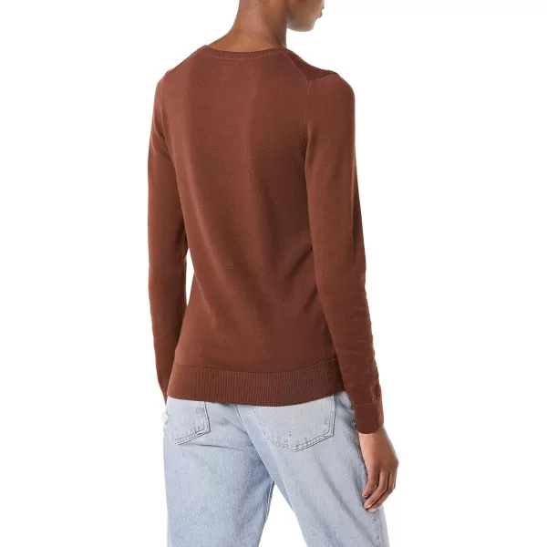 Amazon Essentials Womens LongSleeve Lightweight Crewneck Sweater Available in Plus SizeBrown