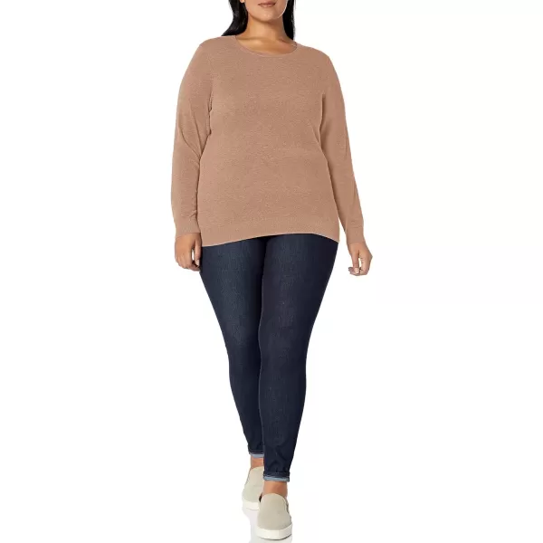 Amazon Essentials Womens LongSleeve Lightweight Crewneck Sweater Available in Plus SizeCamel