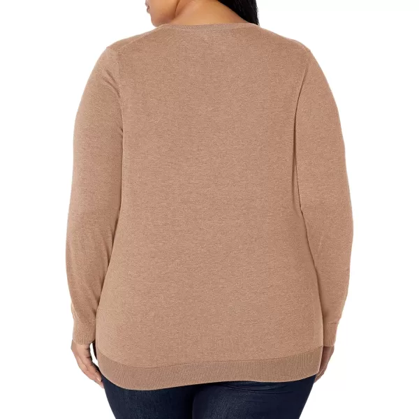 Amazon Essentials Womens LongSleeve Lightweight Crewneck Sweater Available in Plus SizeCamel