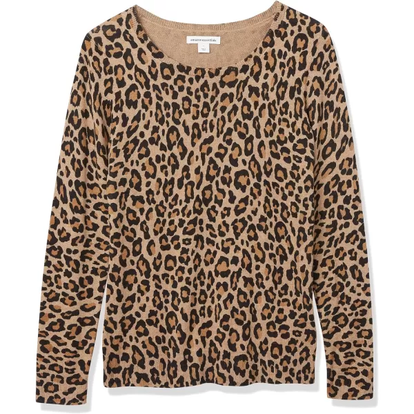 Amazon Essentials Womens LongSleeve Lightweight Crewneck Sweater Available in Plus SizeCamel Cheetah