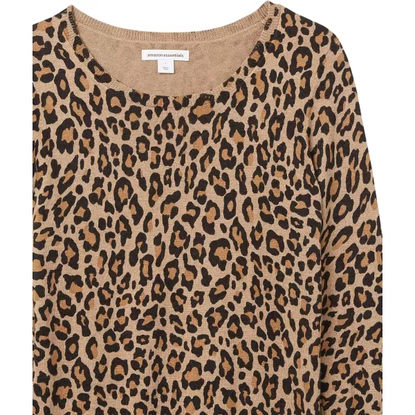 Amazon Essentials Womens LongSleeve Lightweight Crewneck Sweater Available in Plus SizeCamel Cheetah