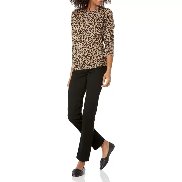 Amazon Essentials Womens LongSleeve Lightweight Crewneck Sweater Available in Plus SizeCamel Cheetah