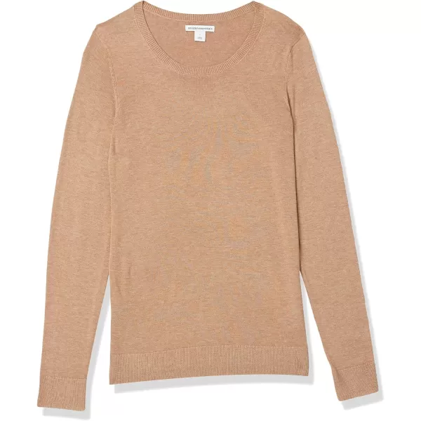 Amazon Essentials Womens LongSleeve Lightweight Crewneck Sweater Available in Plus SizeCamel Heather