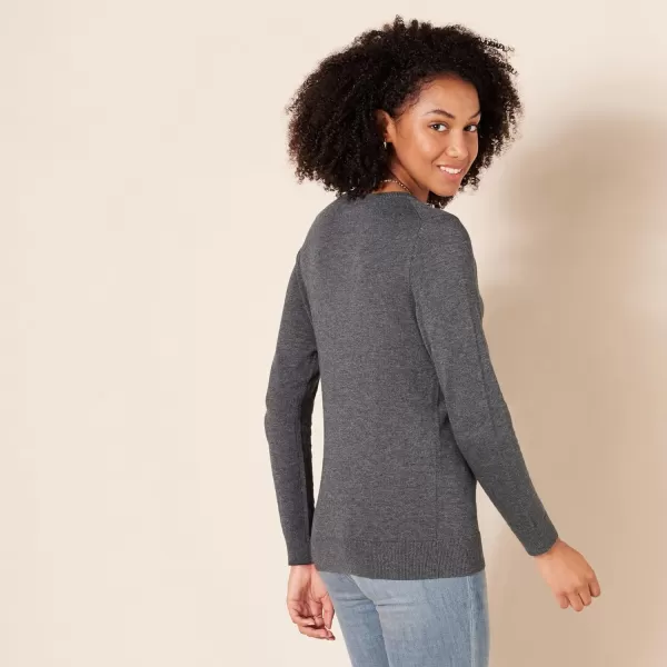 Amazon Essentials Womens LongSleeve Lightweight Crewneck Sweater Available in Plus SizeCharcoal Heather