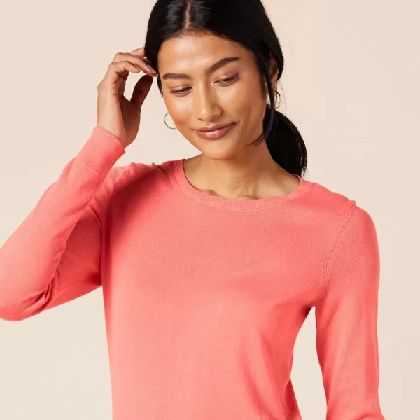 Amazon Essentials Womens LongSleeve Lightweight Crewneck Sweater Available in Plus SizeCoral Pink