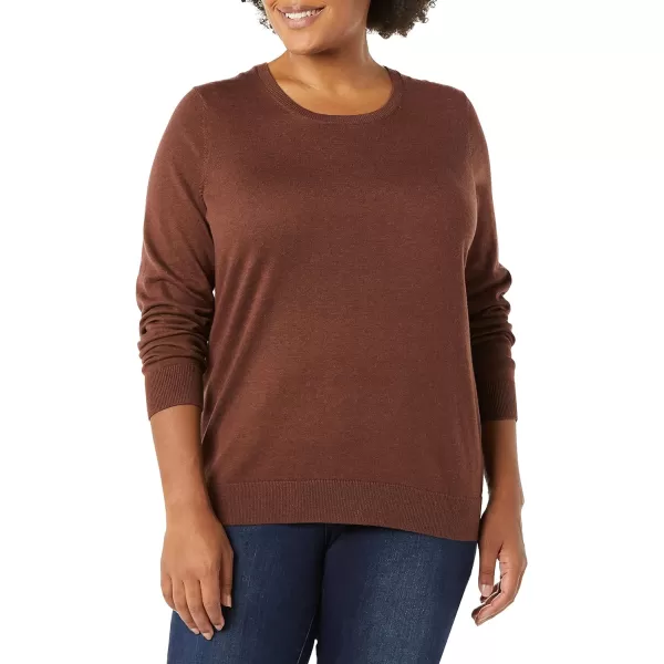 Amazon Essentials Womens LongSleeve Lightweight Crewneck Sweater Available in Plus SizeDark Chestnut Brown