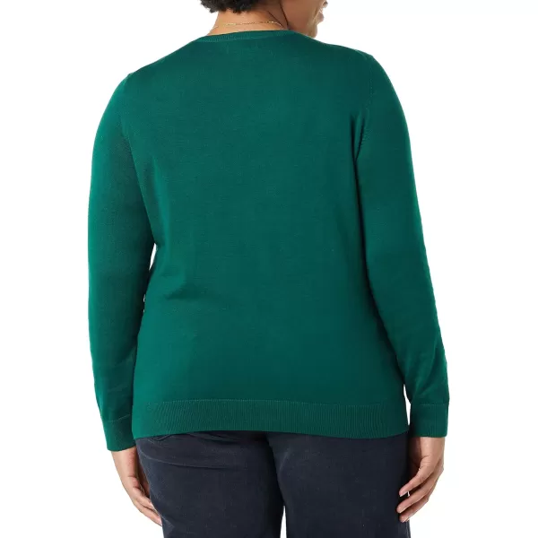 Amazon Essentials Womens LongSleeve Lightweight Crewneck Sweater Available in Plus SizeDark Green