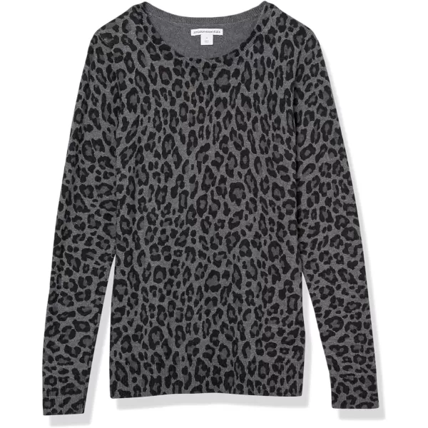 Amazon Essentials Womens LongSleeve Lightweight Crewneck Sweater Available in Plus SizeGrey Animal Print