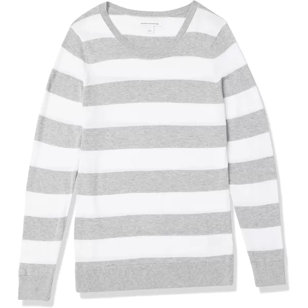 Amazon Essentials Womens LongSleeve Lightweight Crewneck Sweater Available in Plus SizeLight Grey Heather Stripe