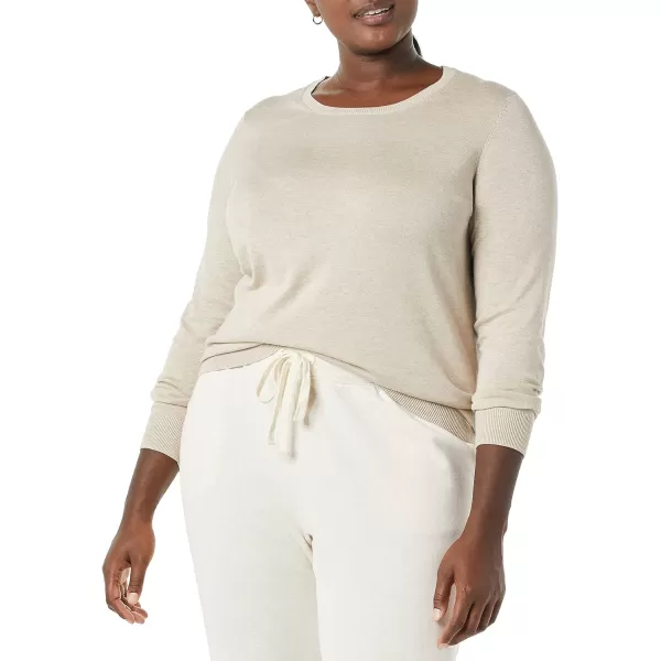 Amazon Essentials Womens LongSleeve Lightweight Crewneck Sweater Available in Plus SizeOatmeal Heather