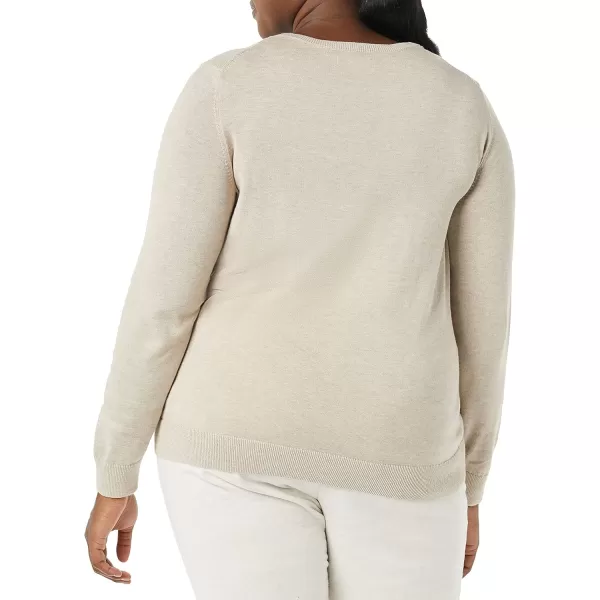 Amazon Essentials Womens LongSleeve Lightweight Crewneck Sweater Available in Plus SizeOatmeal Heather