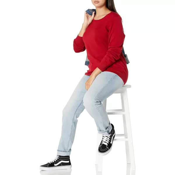 Amazon Essentials Womens LongSleeve Lightweight Crewneck Sweater Available in Plus SizeRed