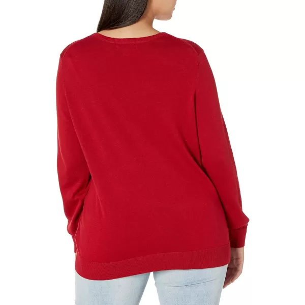 Amazon Essentials Womens LongSleeve Lightweight Crewneck Sweater Available in Plus SizeRed