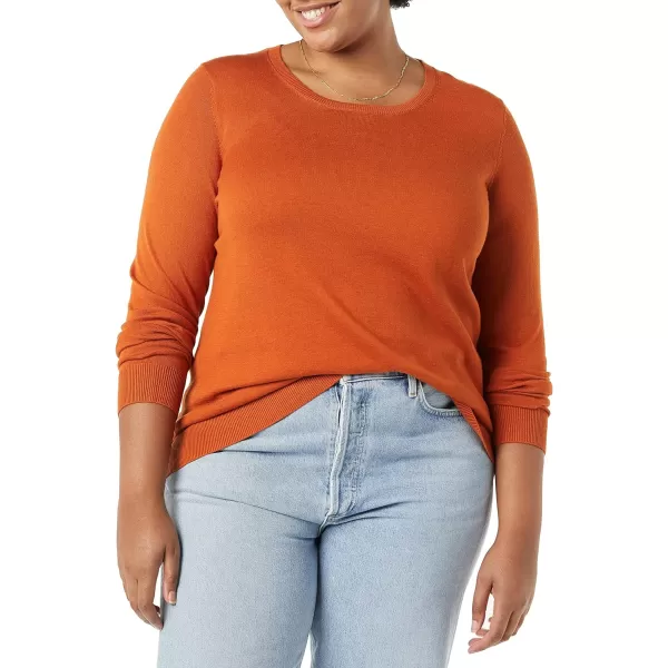 Amazon Essentials Womens LongSleeve Lightweight Crewneck Sweater Available in Plus SizeRust