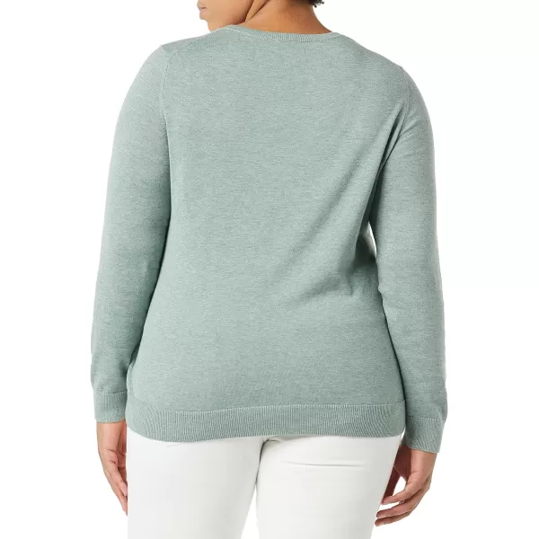 Amazon Essentials Womens LongSleeve Lightweight Crewneck Sweater Available in Plus SizeSage Green Heather