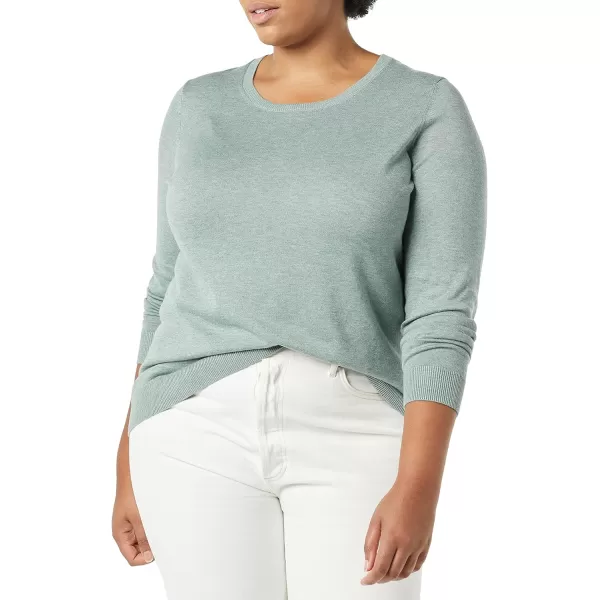 Amazon Essentials Womens LongSleeve Lightweight Crewneck Sweater Available in Plus SizeSage Green Heather