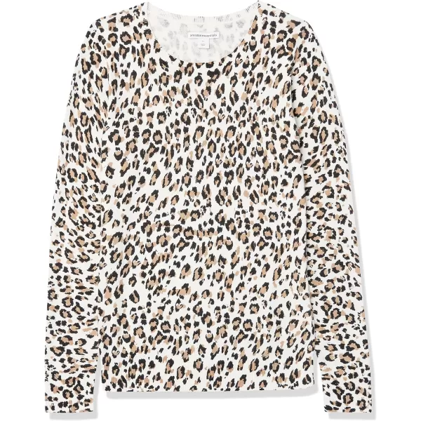 Amazon Essentials Womens LongSleeve Lightweight Crewneck Sweater Available in Plus SizeWhite Cheetah Print