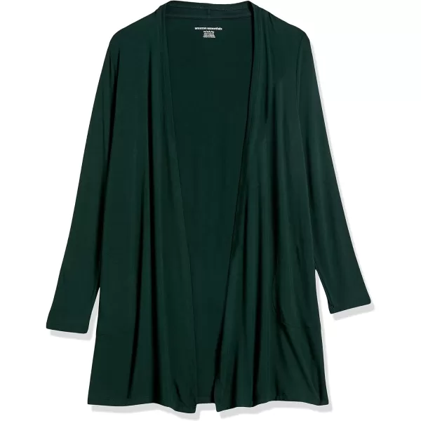 Amazon Essentials Womens LongSleeve OpenFront CardiganRayon Blend Deep Green