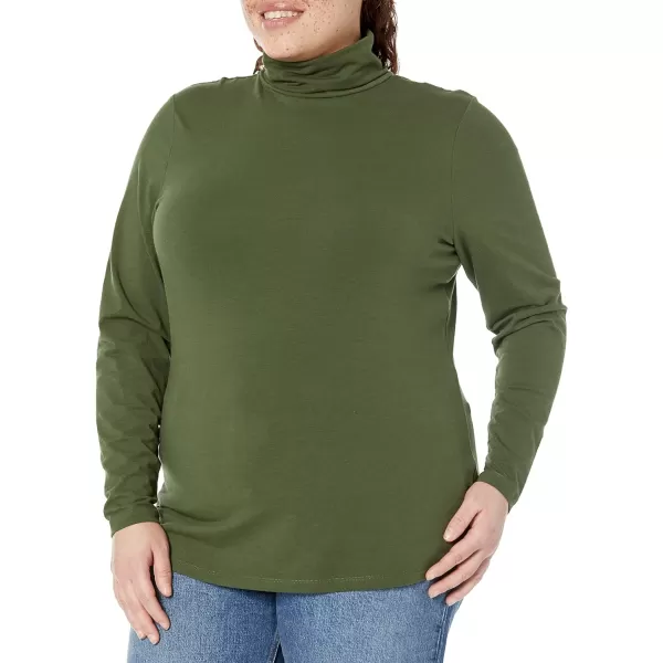 Amazon Essentials Womens LongSleeve Turtleneck Available in Plus SizeDark Olive