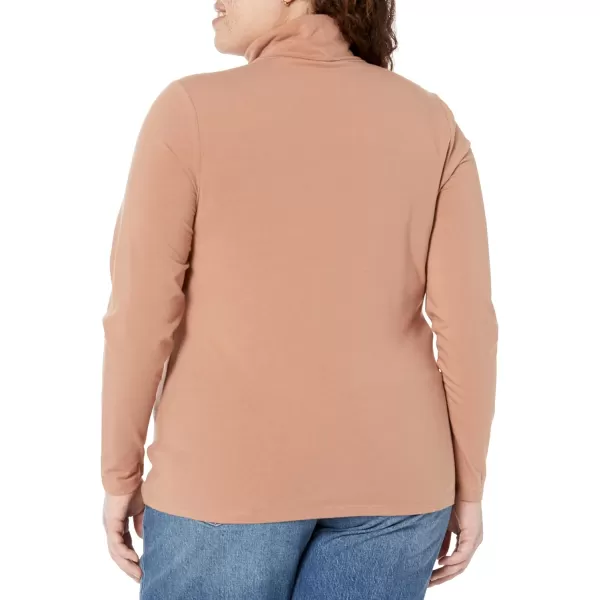 Amazon Essentials Womens LongSleeve Turtleneck Available in Plus SizeLight Brown