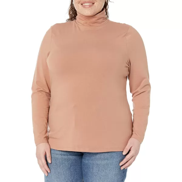 Amazon Essentials Womens LongSleeve Turtleneck Available in Plus SizeLight Brown