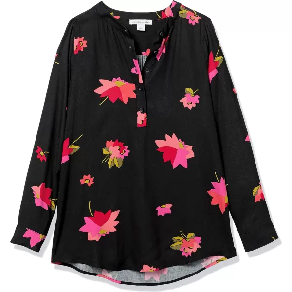 Amazon Essentials Womens LongSleeve Woven BlouseBlackPink Floral