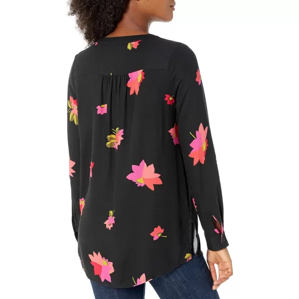 Amazon Essentials Womens LongSleeve Woven BlouseBlackPink Floral