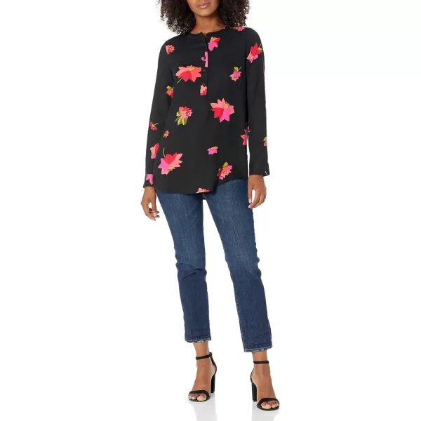 Amazon Essentials Womens LongSleeve Woven BlouseBlackPink Floral