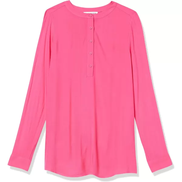 Amazon Essentials Womens LongSleeve Woven BlouseBright Pink