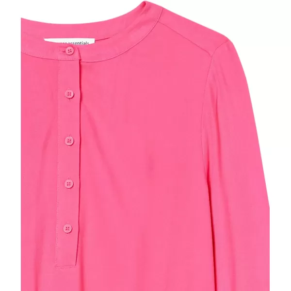 Amazon Essentials Womens LongSleeve Woven BlouseBright Pink