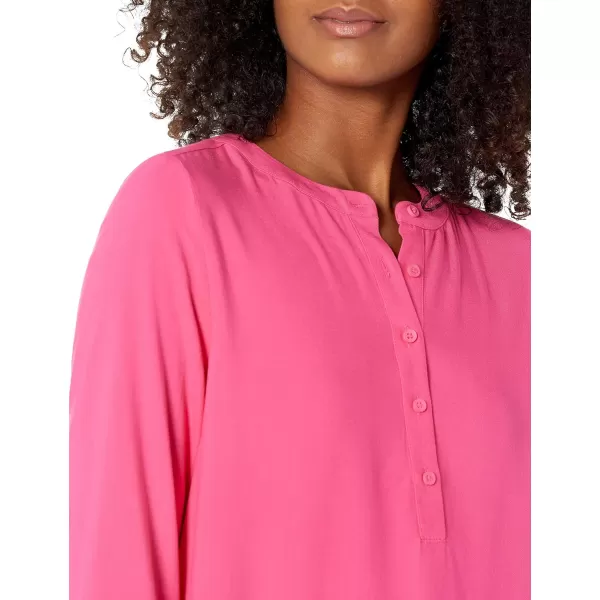 Amazon Essentials Womens LongSleeve Woven BlouseBright Pink