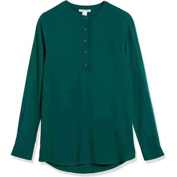 Amazon Essentials Womens LongSleeve Woven BlouseDark Green